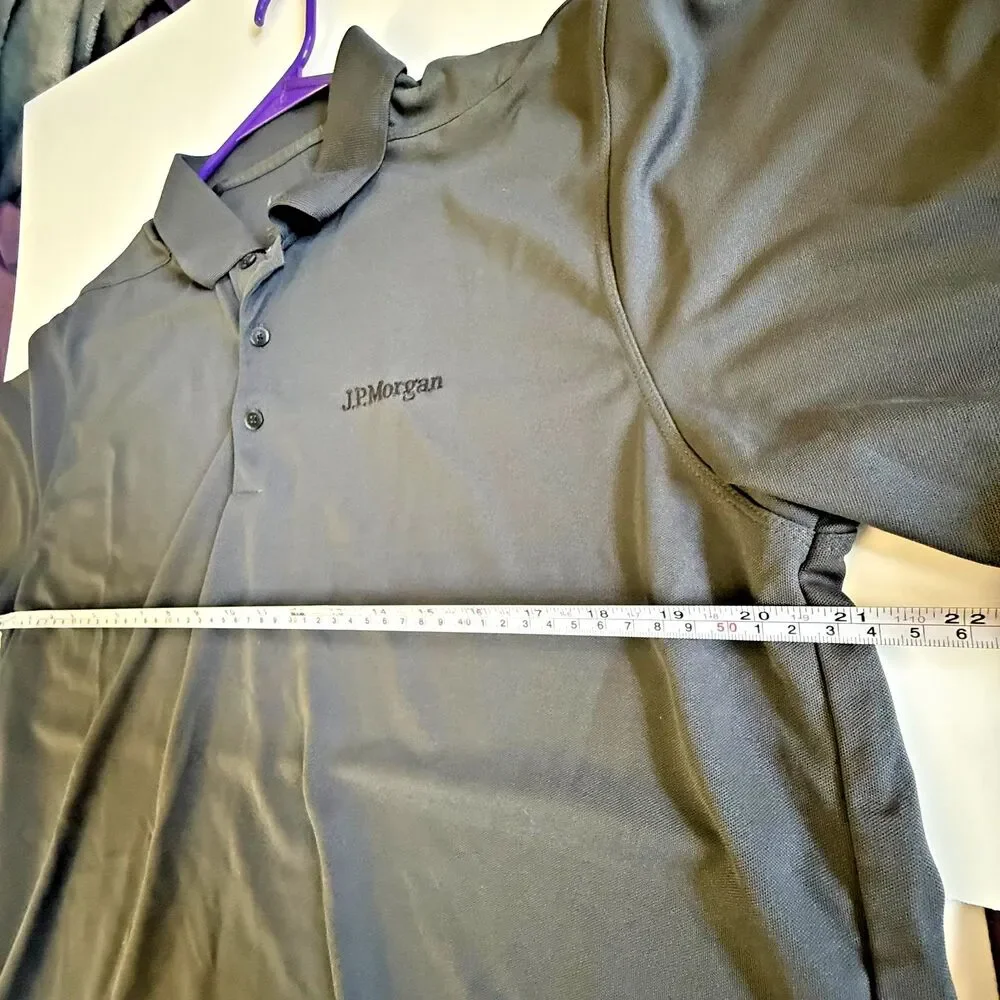 Nike Dri Fit Polo Shirt Mens Large Gray Rare JP Morgan Embroidered Short Sleeve